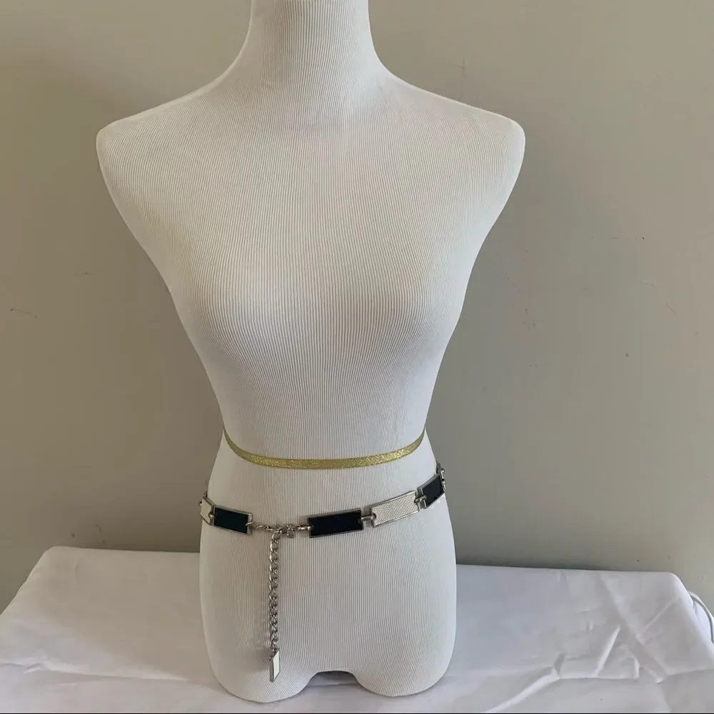 Etcetera Silver Chain Belt - L - EUC